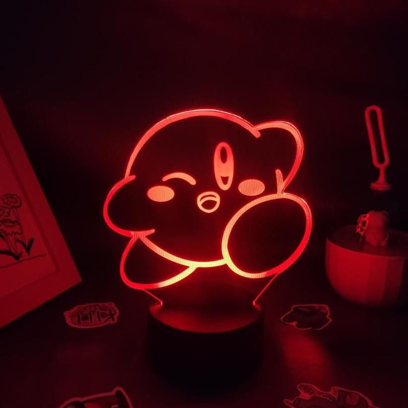 Gioco di luci notturne Kirbys 3D LED RGB Light Colorful Birthday Regalo bambini bambini Bambini Lava Lampada Lampada Gaming Room Decoratio2420