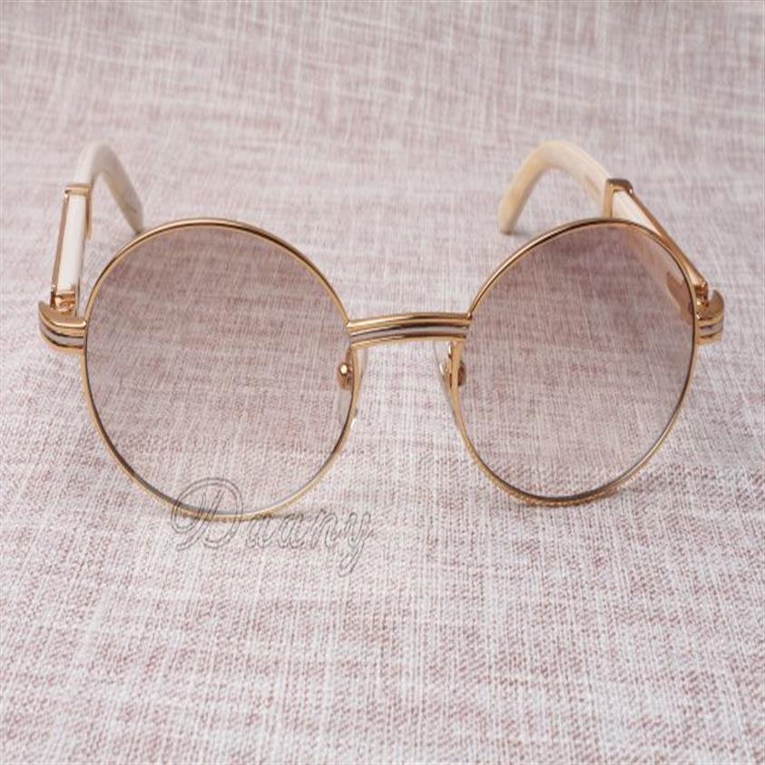 Occhiali da sole rotondi occhiali da corno di bestiame 7550178 gamba dritta naturale corni neri uomini e donne occhiali da sole occhiali glasse size 552351