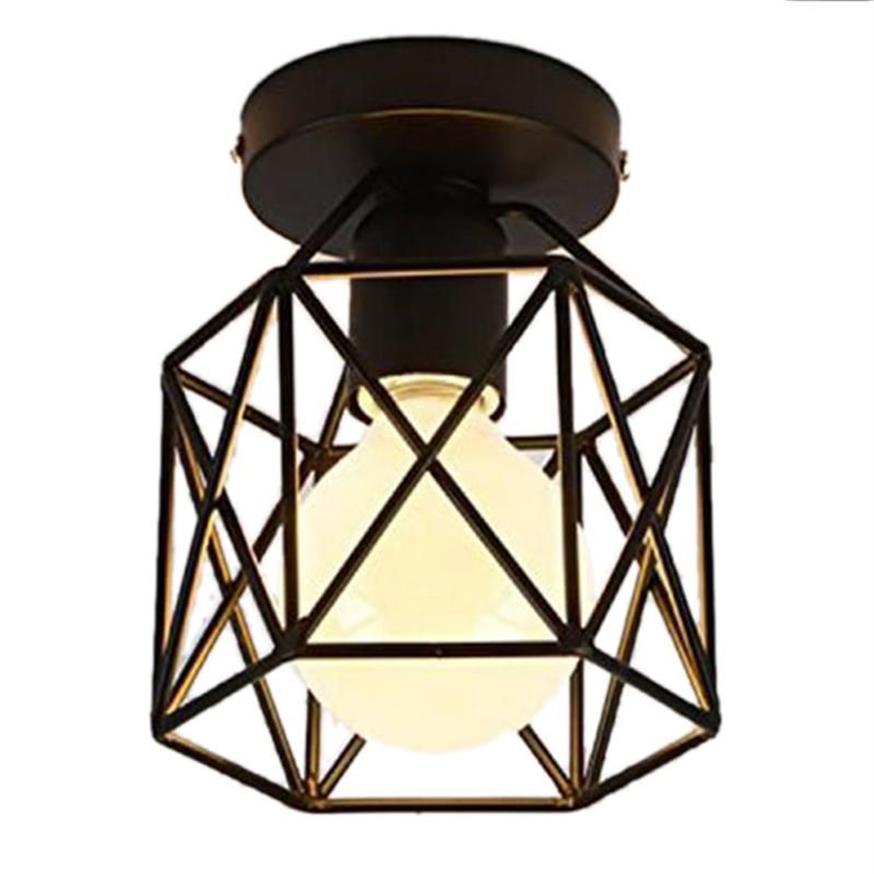 Kampanj 2 st takljus Industrial Square Cage Metal Iron Retro Chandelier Suspension Fixture For Hallway Entrance Pendant255e