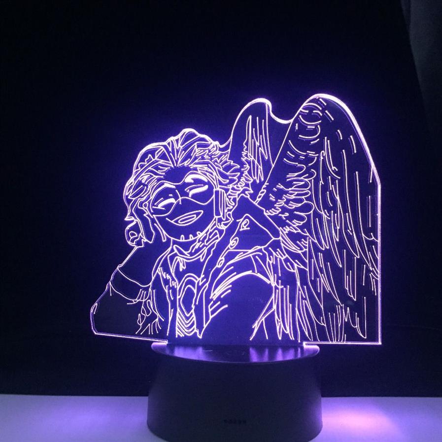 Hawks Keigo Takami LED ANIME 3D lampe mon héros académia décor de chambre de nuit Couleurs de télécommande table cadeau 3D lamp2667