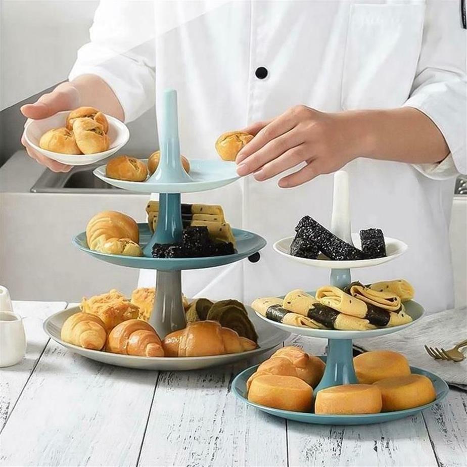 Dishes & Plates Three-Layer Fruit Plate Cake Rack Creative Detachable Snack Pastry Tray Party Stand Afternoon Tea Home Decor279H