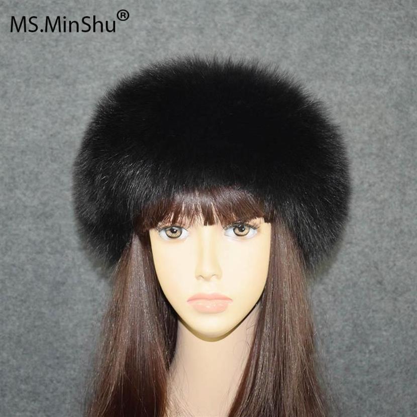 MS Minshu Fur Headband Whole Skin Made Head Band Closure Women Winter Warmer Earflap Scarves258y