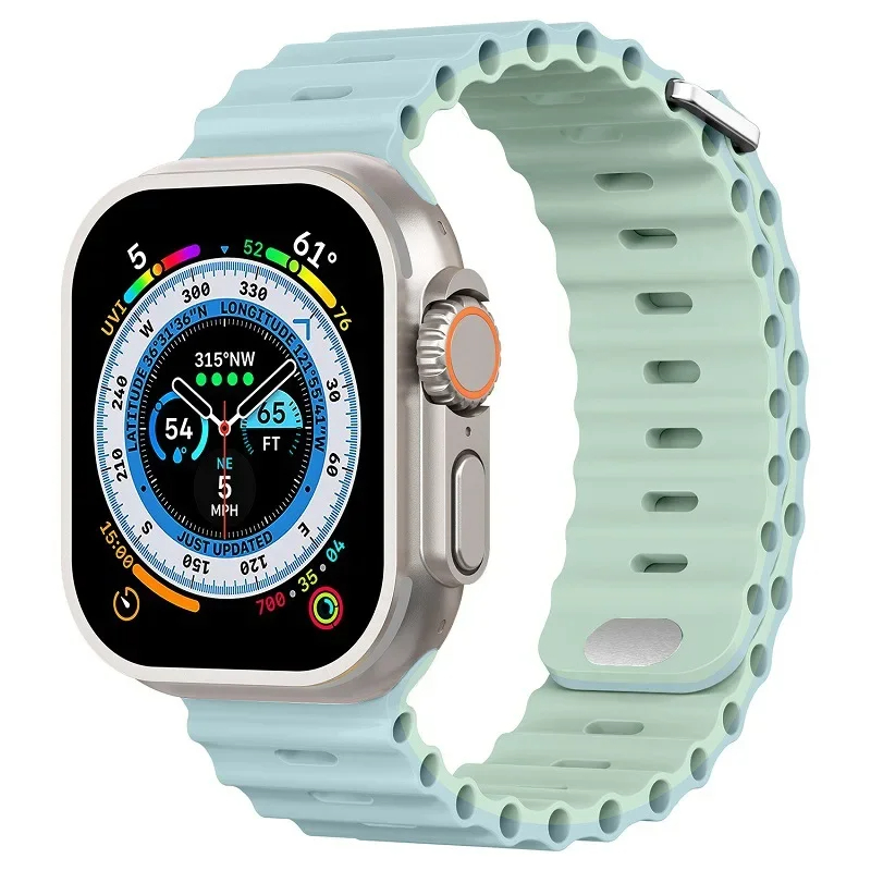 Cinta de silicone para Apple Watch Ultra/2 49mm Sports Band de pulso macio respirável para iwatch 9 8 7 6 5 4 SE 45mm 41mm 44mm 42mm 40mm 