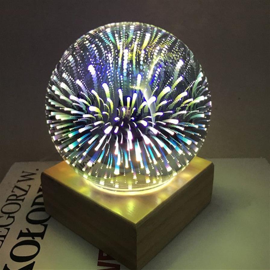 3D-Glas-Lampe Magie Nachtlicht kreativ USB Inline Schlafzimmer Nachtlampe LED Home Atmosphäre Geschenk Lampe247e