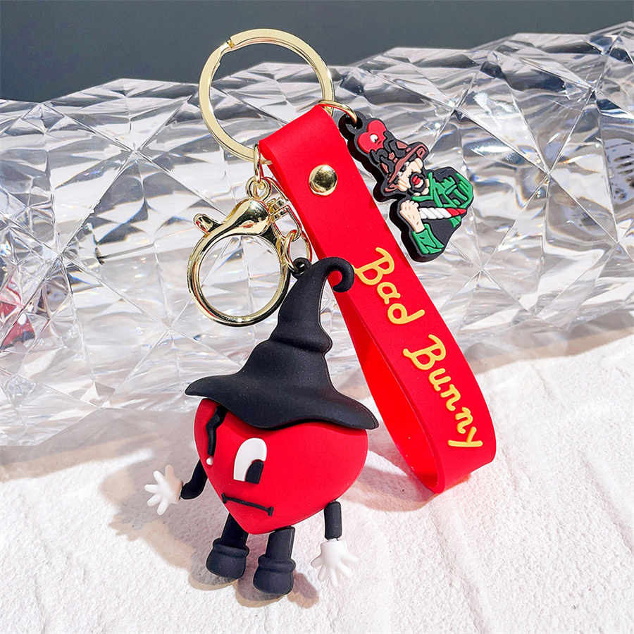 Bad Bunny Keyring Bag Accessoires Auto Schlüsselkette Croc Keychain DIY 3D Bad Bunny Rabbit Keychain