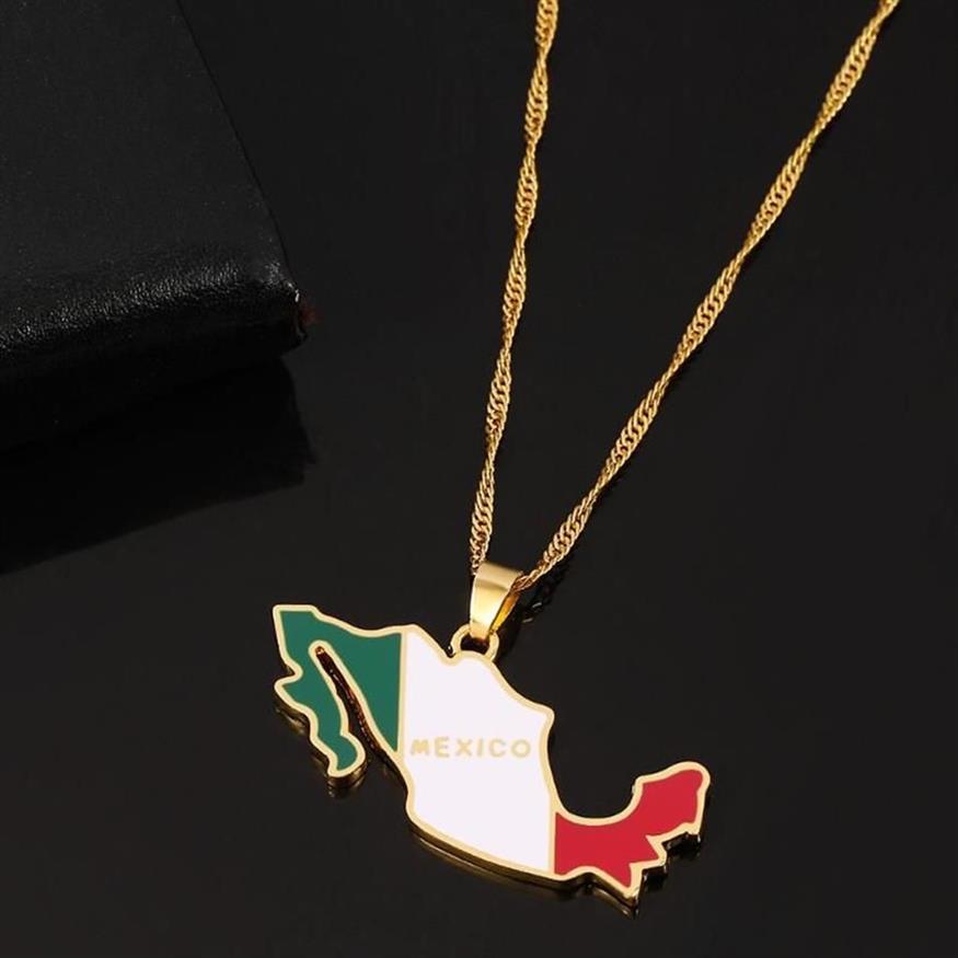 Mexique Carte Flag Collier Fashion Nation Nation charme Femmes Sweater Collier Special National Day Memorial Gift Jewelry Pendant Colliers 3378