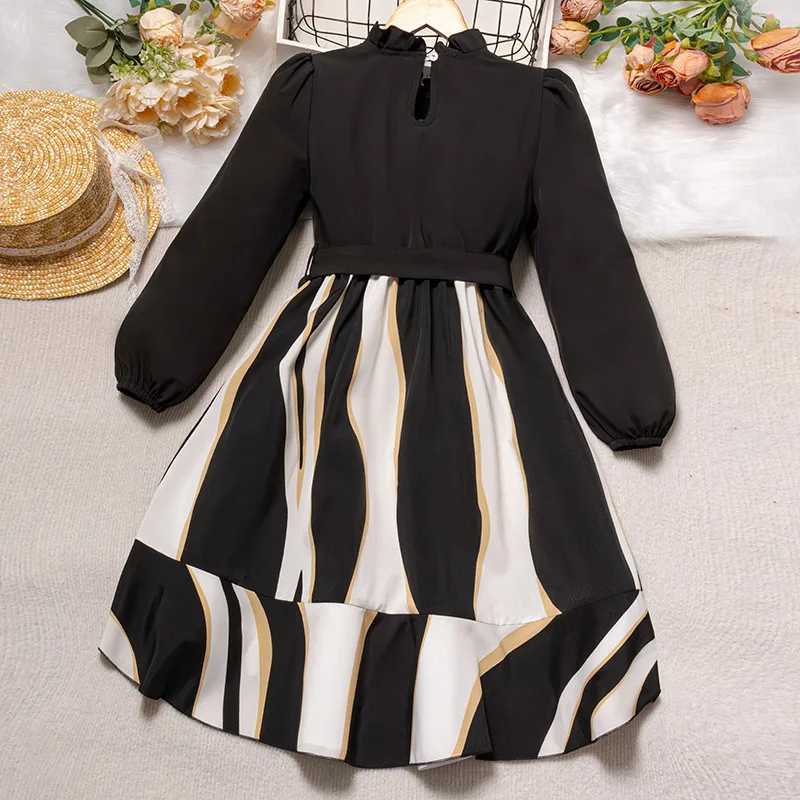 Girl's Dresses Dress Kids Girls 8-12 Years Black Long-Sleeved Dress For Girls Stylish Girls Casual Vacation Party Gown Wedding Evening DressL231222