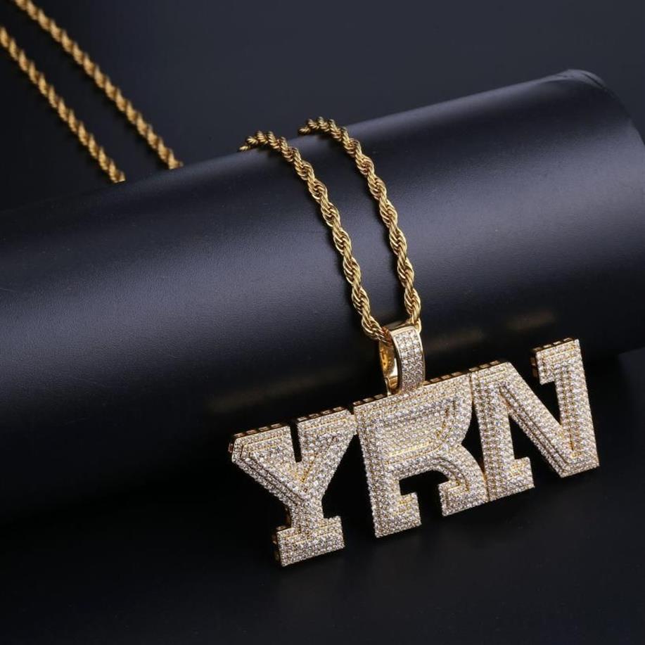 Hänghalsband aitiei ised bling yrn bokstäver halsband med repkedja män guld silver färg hip hop mode smycken293m