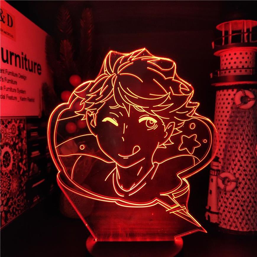 Haikyuu Iwa-chan Oikawa LED 3D Illusion Nightlights Lampada Anime Lampara a colore Lampara Natale Gift299a