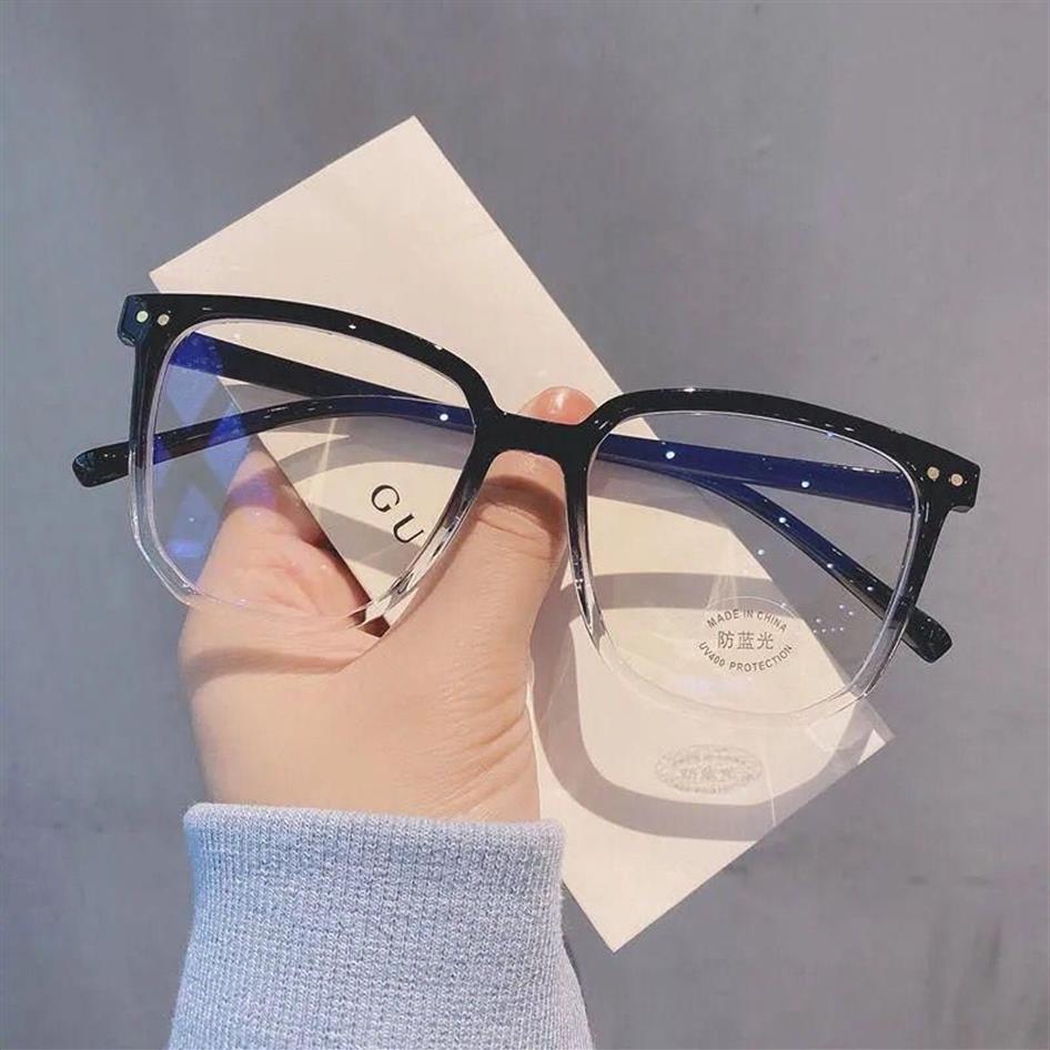 Okulary przeciwsłoneczne qutzzmnd Retro Men's Women's Big Frame Anti Blue Light Reading okulary Modne optyczne krótkowzroczność blokujące okulary 2022278i