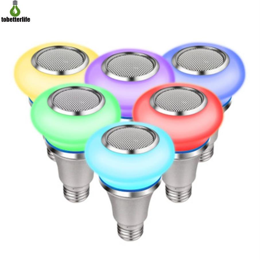 Bluetooth -glödlampans högtalare multiplicerar RGB Smart LED -glödlampor Synkron musikspelarapp eller fjärrkontroll E27 8W 12W237Z