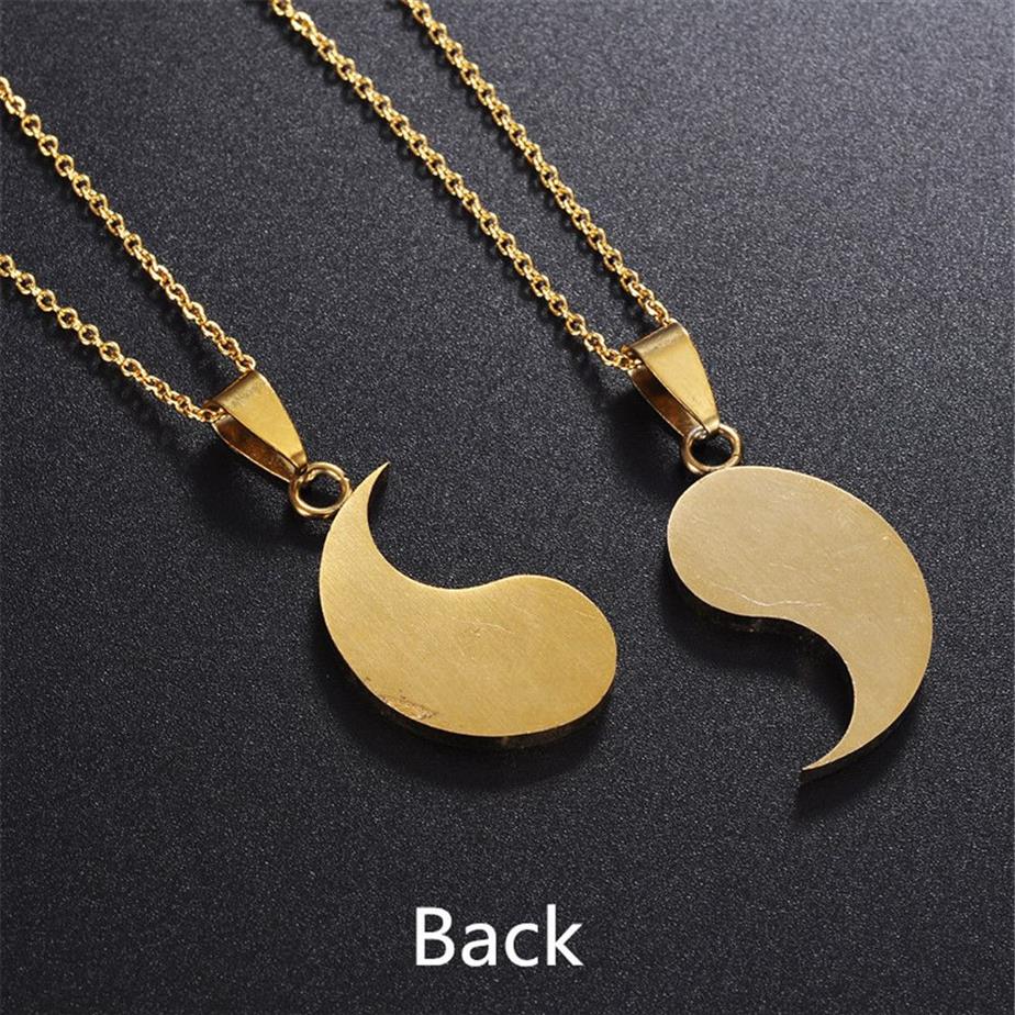 Matching Stainless Steel Yin Yang Pendant Puzzle Piece Necklace Birthday Jewlery Gifts for Couple or Friends BFF1272F