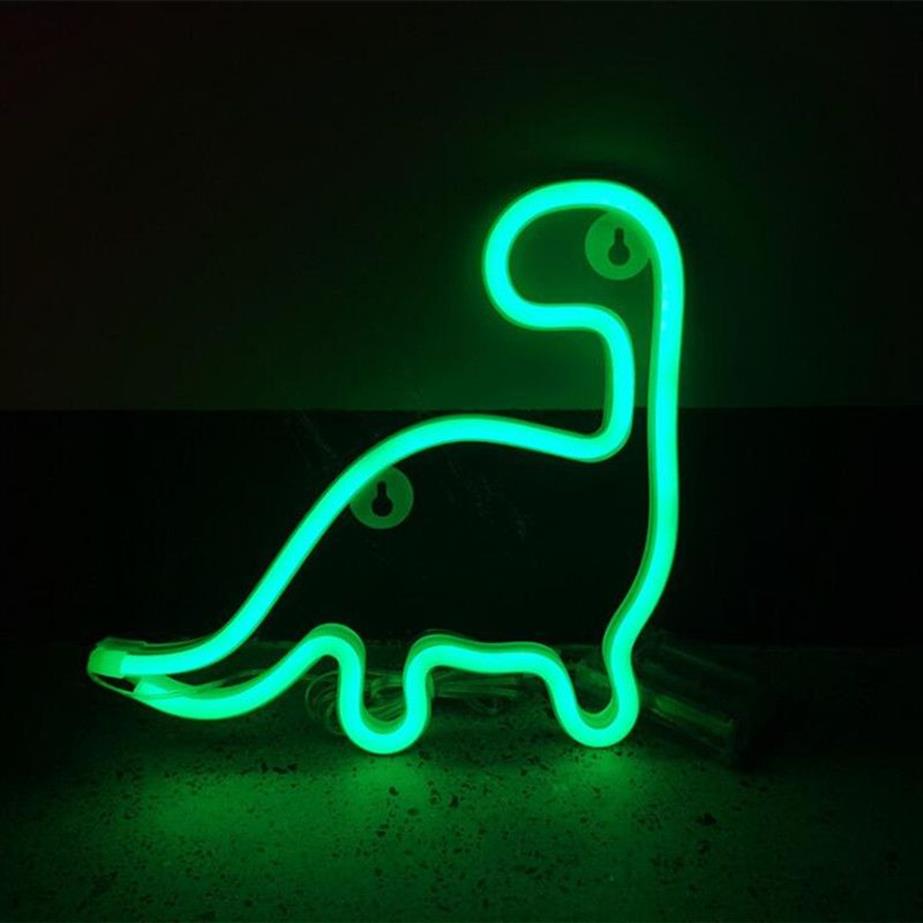 Night Light Neon Dinosaur LED for Birthday Wedding Party Bedroom Wall Hanging Kids Room Home Xmas Decor Lamps206O