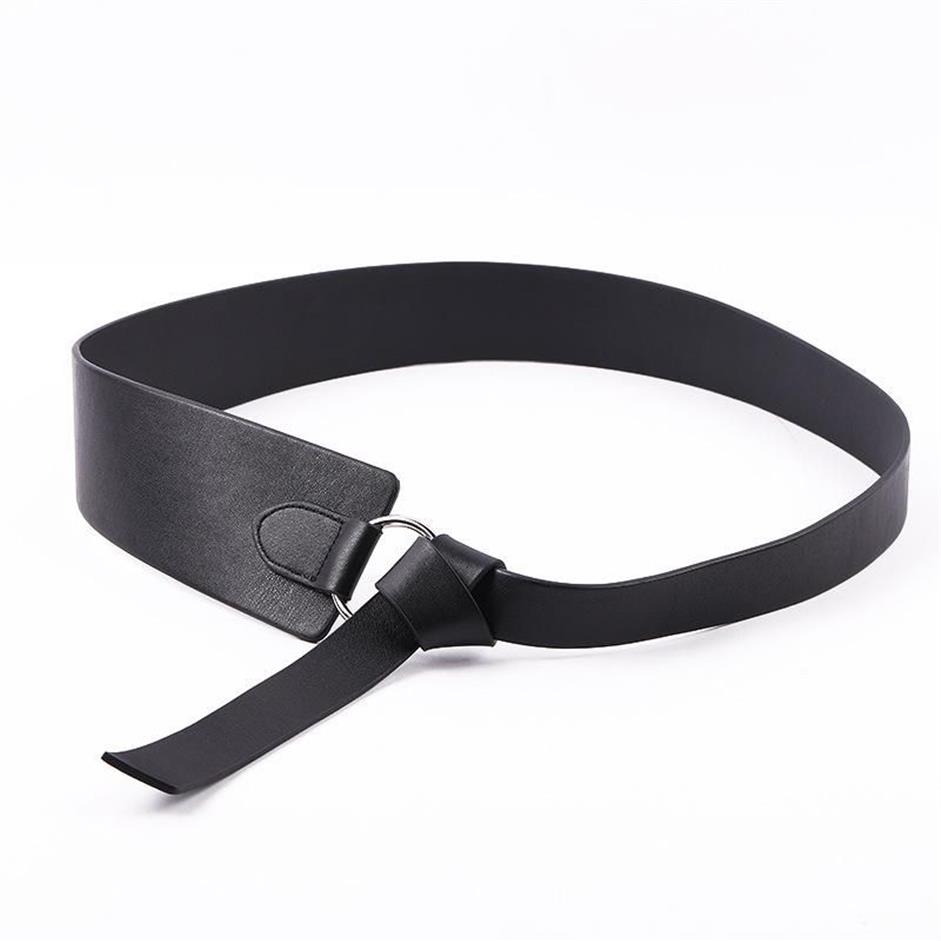 Belts Black Wide Corset Leather Belt Female Tie Obi Waistband Thin Brown Bow Leisure For Women Wedding Dress Lady286g