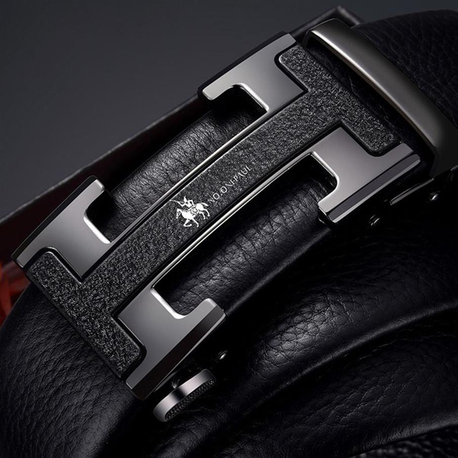 No onepaul Male Young Man Automatic Buckle Pure First Layer Leather Belt Men's Trendy Cowhide Business H-shaped208v