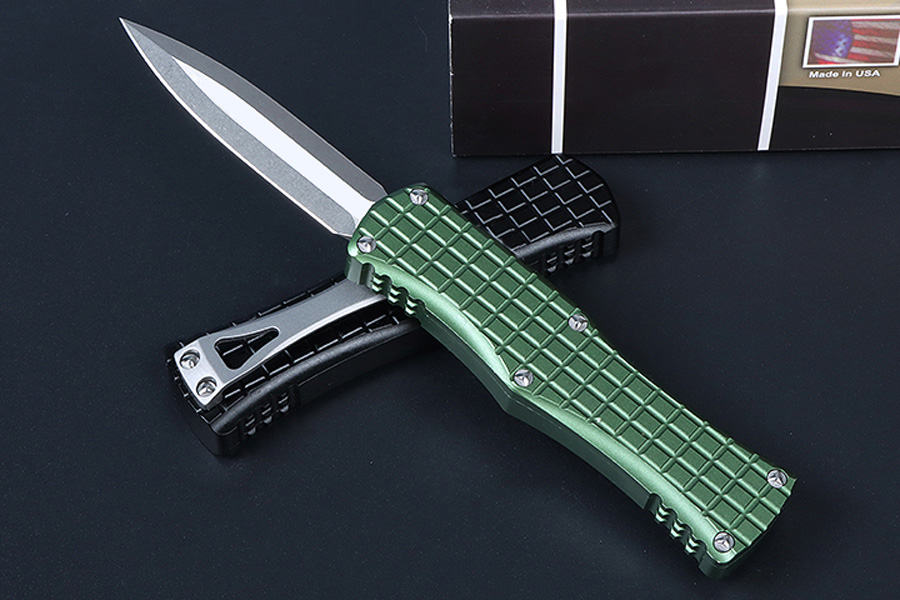 Promotion High End M7694 AUTO Tactical Knife D2 Satin Blade CNC Anti-slip 6061-T6 Handle EDC Pocket Gift Knives With Nylon Bag