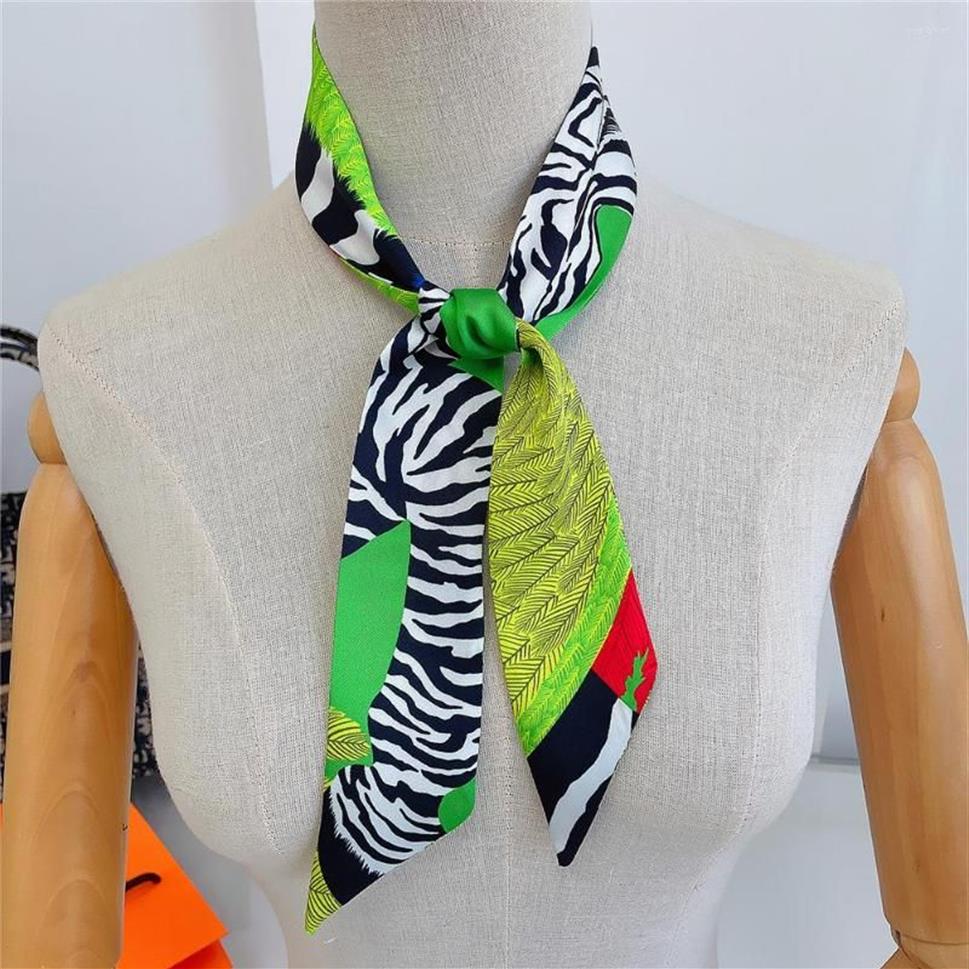 Scarves Fashion Scarf Zebra Print 90cm Long Small Woman Decoracion Tie Skinny Hair Headband For Bags Bandeaux2646