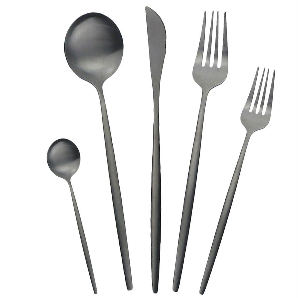 Set Black Dingeware Set 304 Couvoirs en acier inoxydable Set Lnife Fork Spoon Set Western Matte Speerware Rolware T2004212R