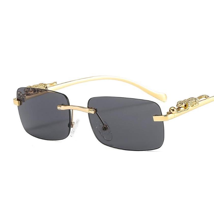 Diseño de moda Cheetah Gafas de sol cuadradas sin marco Color Machor de leopardo Retro Metal Gafas Classic Glasses UV40277L