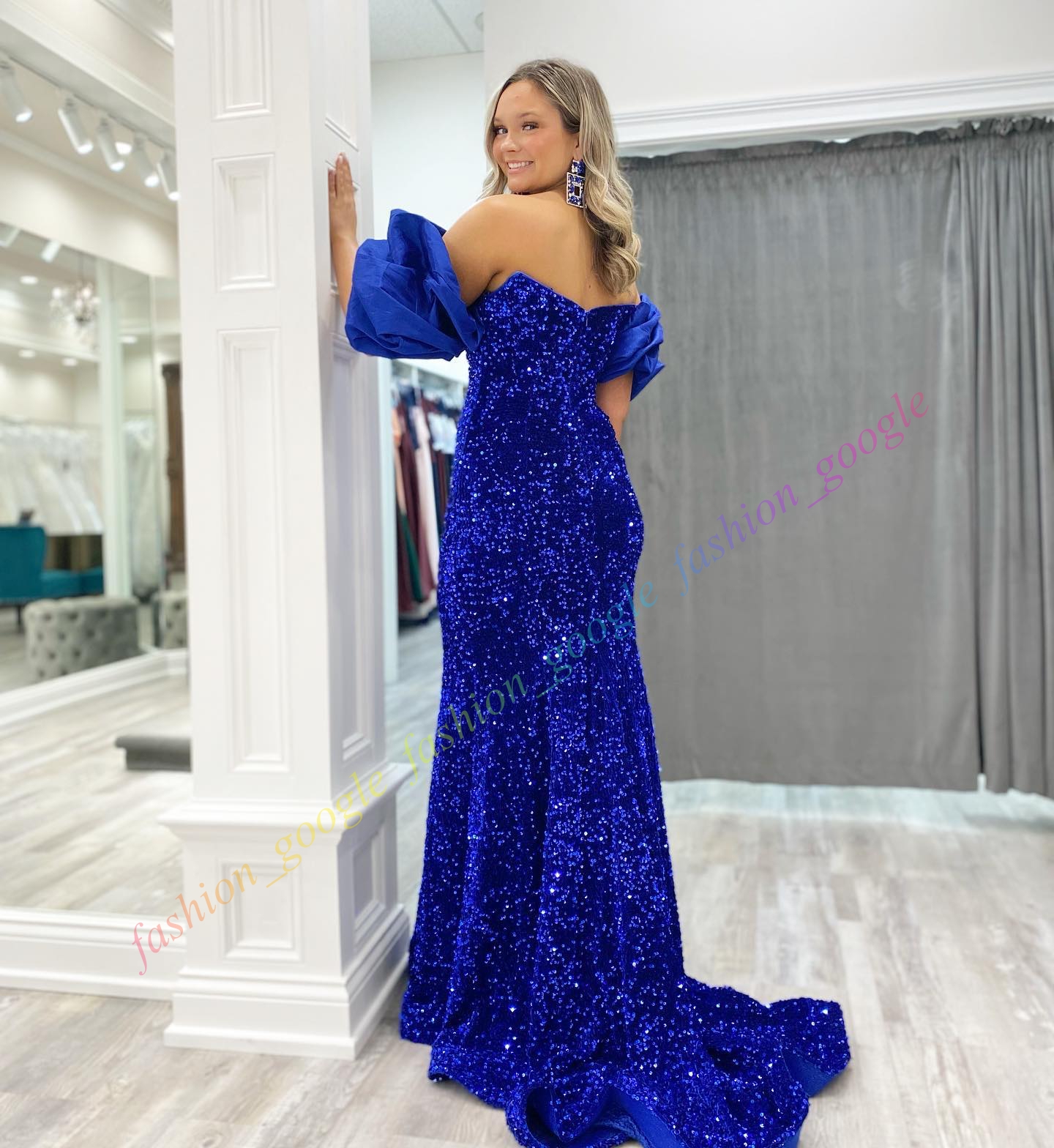 Рубиновое формальное платье для вечеринки 2K24 Puff Roolves Velvet Sequin Mermaid Lady Тезоризация вечера выпускной вечер Hoco Гала -коктейль коктейль из красного коврового покрытия Длинное платье фотосессии конфеты Aqua Royal