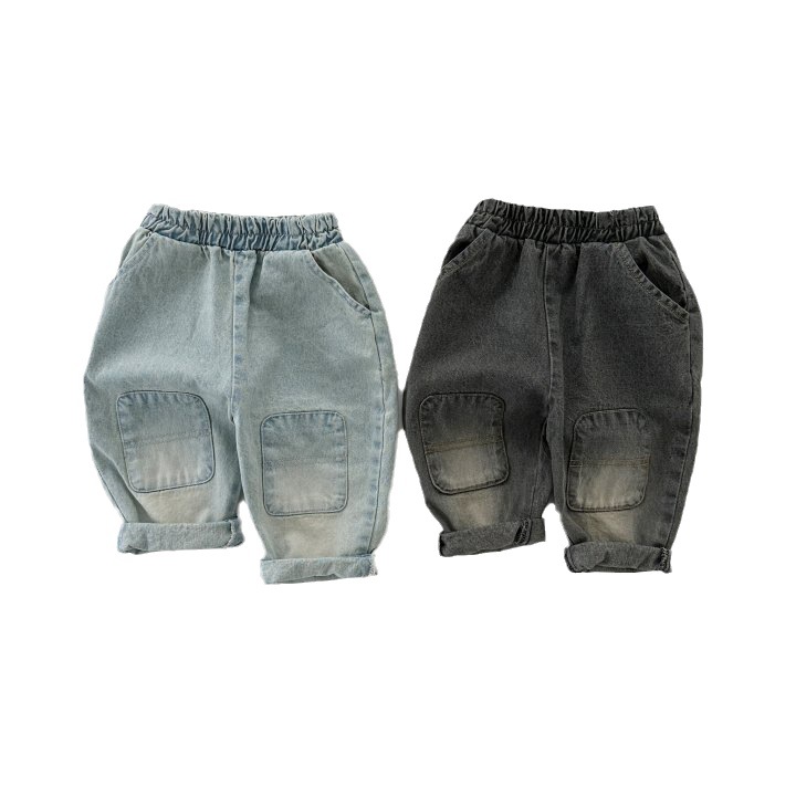 INS Kids casual jeans fashion boys girls water washed denim straight pants 2024 spring children loose cowboy trousers Z6240