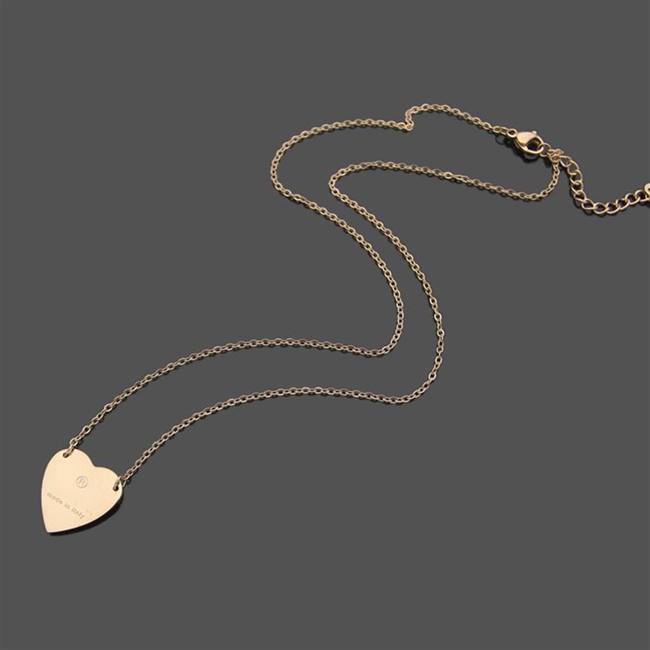 Not Faded Stainless Steel Simple heart Pendant Necklaces Silver Rose Colors Gold Plated Classic Style Logo Printed Women Designer 222t