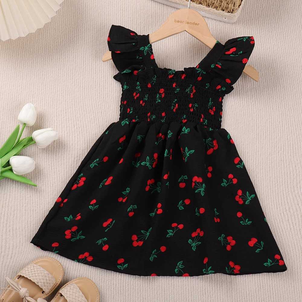 Flickans klänningar Melario Girls Dress Summer New Fly Sleeve Children's Princess Dress Kids Print Beach Vacation Dresses Baby Girls Casual Dressesl231222