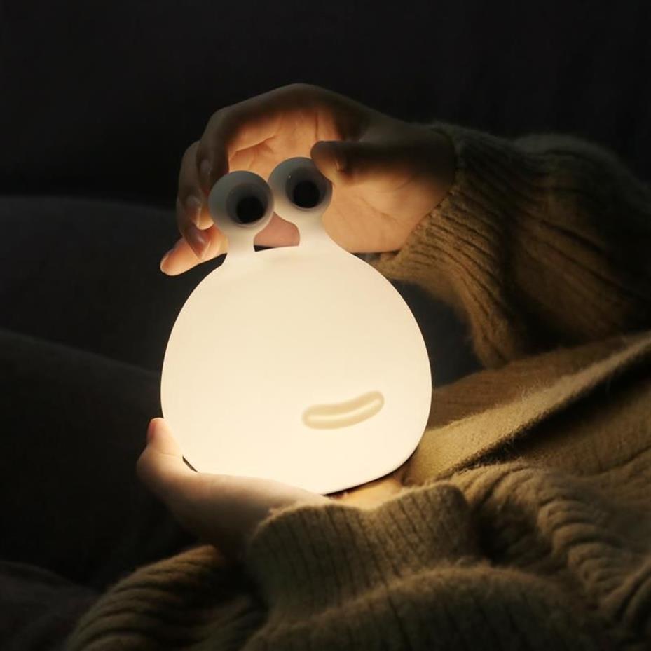 Gece Işıkları C2 Slug Işık Şarj Edilebilir Dimmmabable Bebek Uyku Zamanlayıcı Lambası Silikon Touch Switch Çocuk Yatak Odası Portable233a