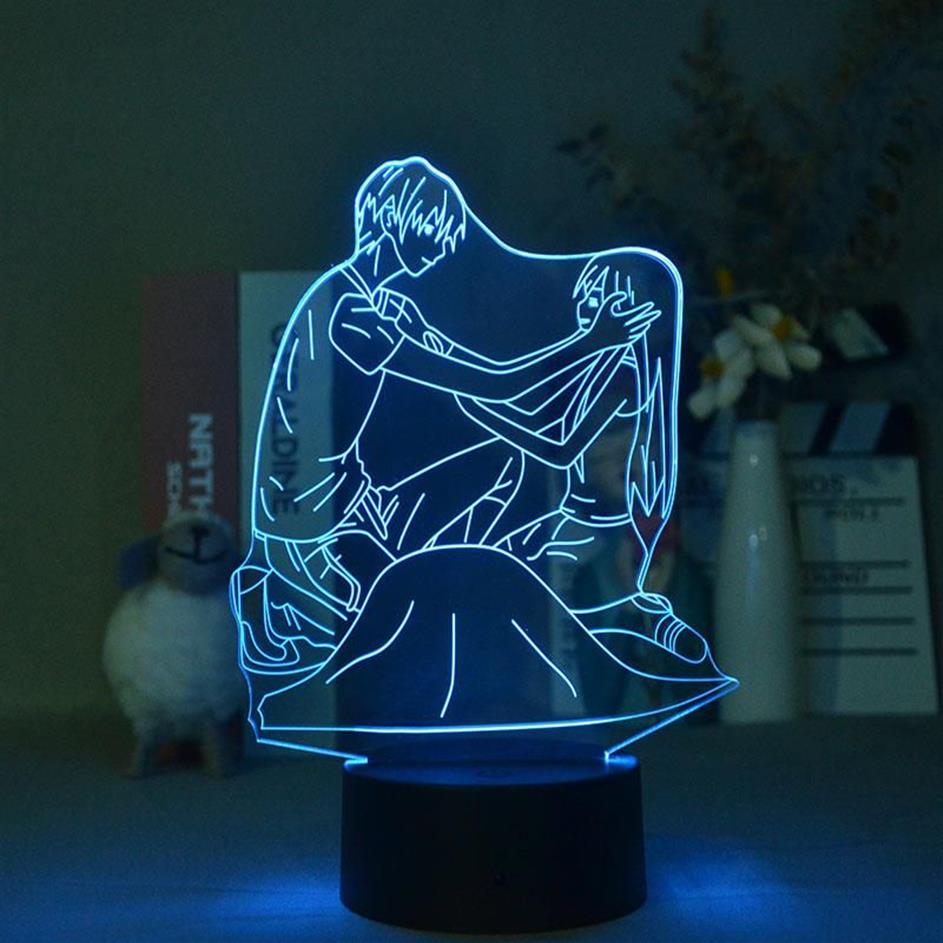 Nachtlichter Acryl 3D LED Nightlight Anime Obstkorb Figur Manga Licht für Kinder Geburtstagsgeburtstag Geschenk Schlafzimmer Dekor Bett DE304M