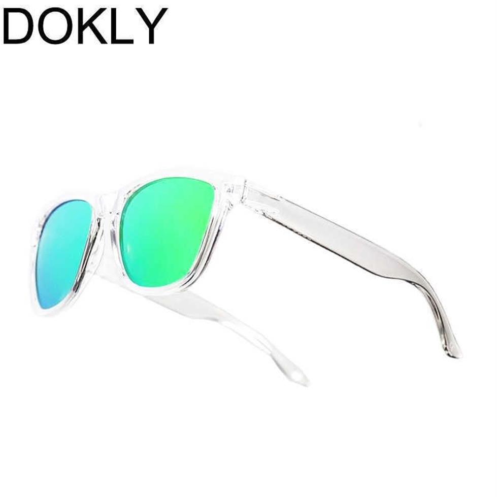 Óculos de sol Dokly unissex armação clara lente verde Óculos de sol espelhos Oculos Sun Glasses Gafas de Sol Moda Os óculos de sol Mulheres óculos 273N