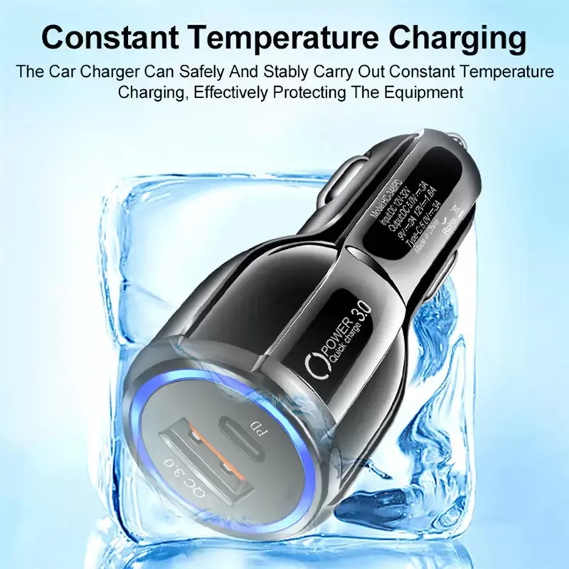 Chargers 18W QC3.0 USB Phone 3A Power Outlet Adapter PD Type-C Fast Car  For Xiaomi Samsung iPhone 13 12 11Pro