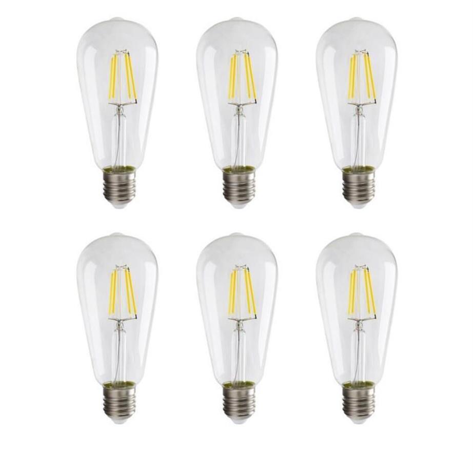E27 ST64 żarówki LED Vintage LED Filament żarówka retro światła 2W 4W 6W 8W ciepłe białe AC110-240V272U