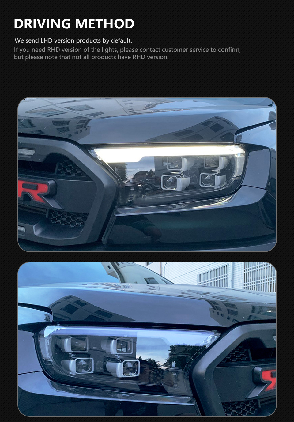 Samochód przednie światła dla Ford Ranger Reflight 20 16-20 17 Everest Pełna LED DRL Dynamiczne reflektory lampy sygnałowej