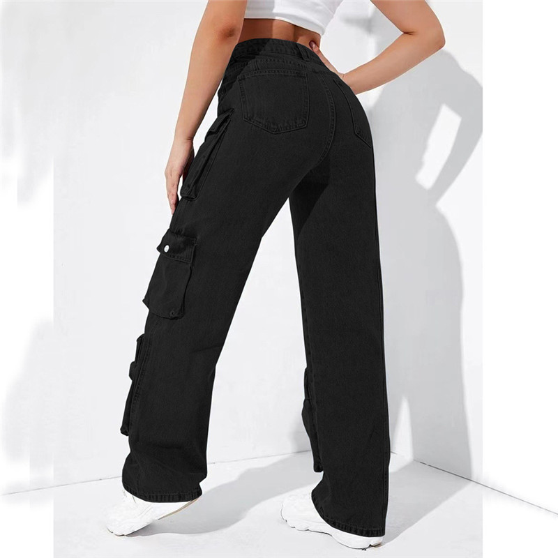 2024 jeans de grife para mulheres azuis de cintura alta plus size 3xl calça jeans bolsões vintage calças de streetwear de rua de streetwear de streetwear.