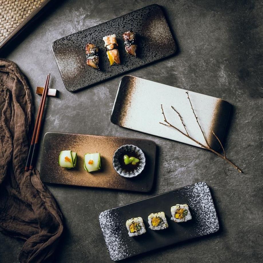 Assiettes de plats 10 pouces Assiette de sushi japonaise Restaurant plat plat créatif en céramique de haute teneur en céramique 198a