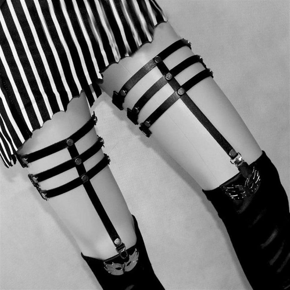 Belts Sexy Studded Metal Garters Rivet Punk Goth Harajuku Style Handmade Garter Belt Leg Ring For Women Gift One Adjust Able 2798