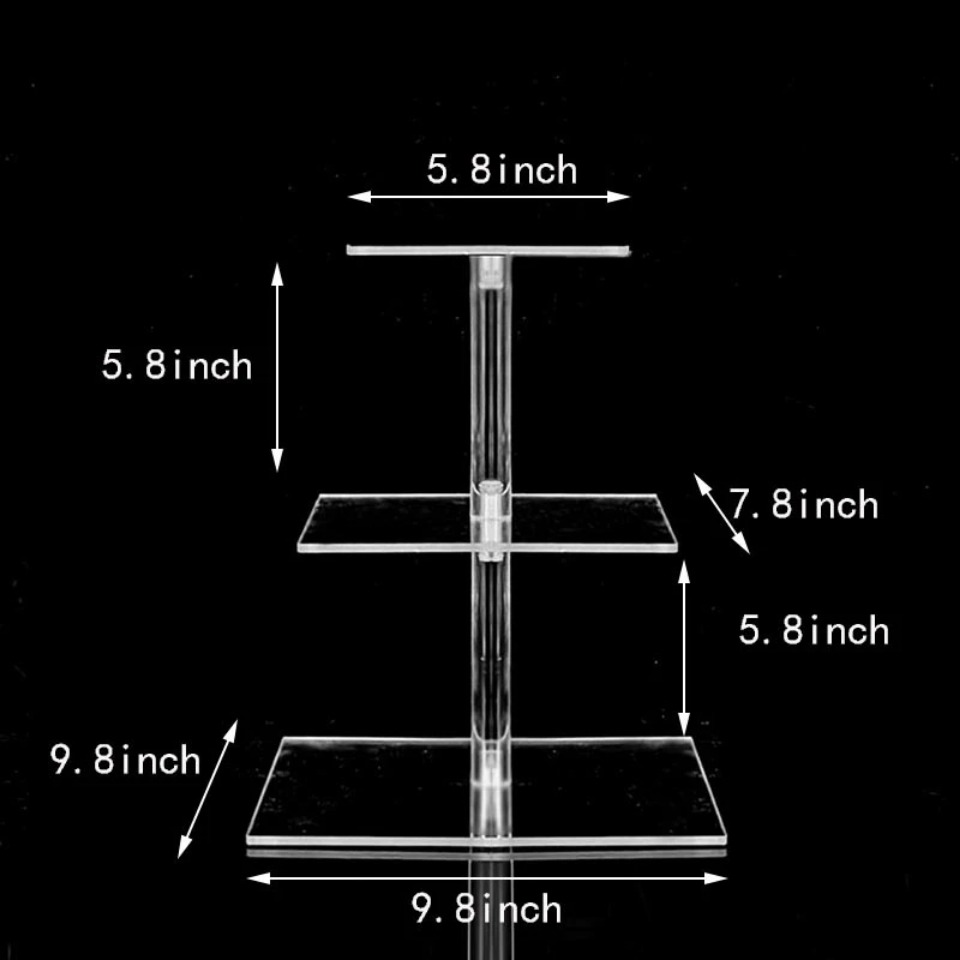 Akrylkaka stativ söt lyxplatta fruktmutterbricka klara laddare plattor för hem bröllopsfest bordsdekora 5 st/ parti