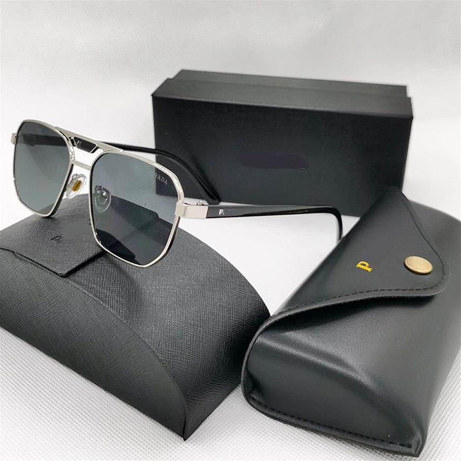 Designer solglasögon modemärke pd brev män solglasögon retro manlig och kvinnlig hållning metall fyrkantig ramblock UV400 lins utomhus221q