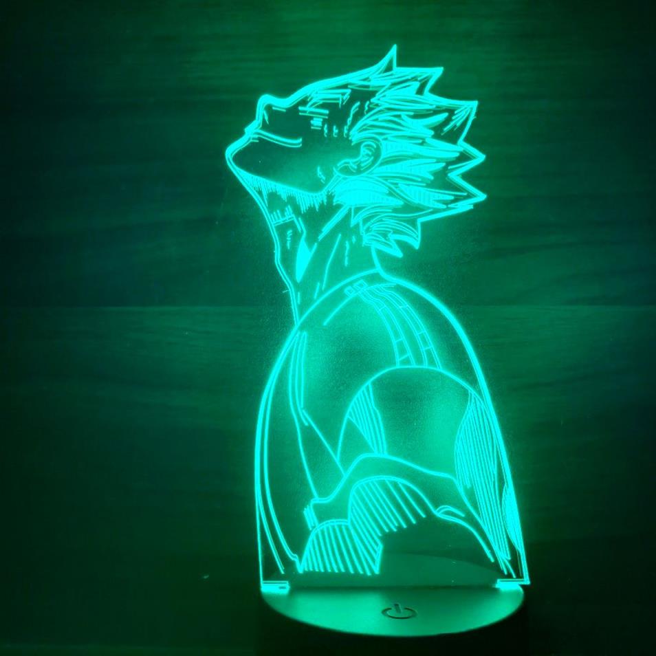 Haikyuu bokuto anime 3d table lampe acrylique 7 changement de couleur LED NIGHT Light Home Decor Kids Christmas Gift204y