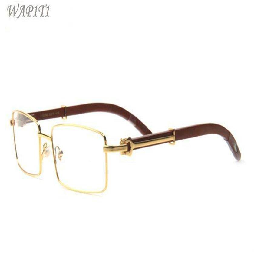 Nouvelles lunettes de soleil d'arrivée en bois pour hommes Fashion Buffalo Horn Lunes Gold Metal Frame Clerst Lences Buffalo Sunglasses est livrée avec Box221S