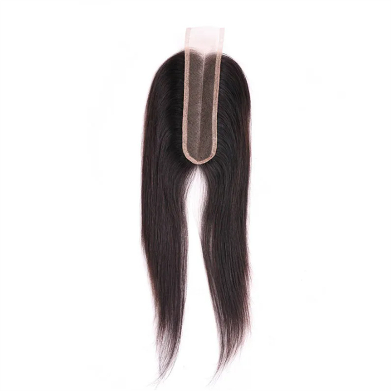 Mongoolse maagdelijk Human Hair Natural Color Silky rechte 2x6 HD Zwitserse kanten sluiting voor zwarte vrouw