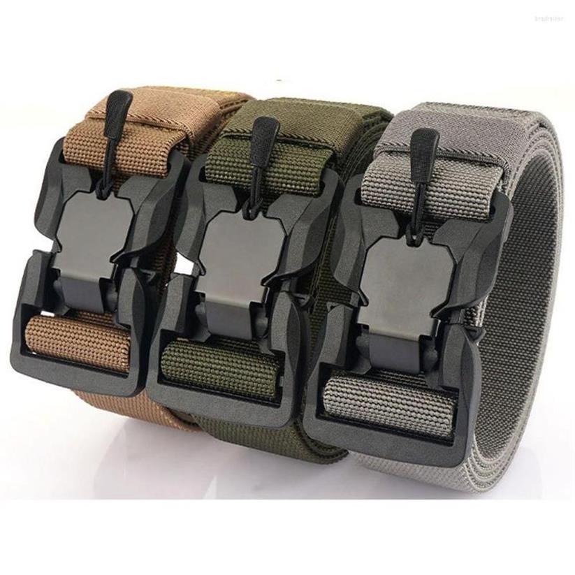 Funzione di cinture a rilascio rapido durevole caccia tattico cinturino magnetico fibbia magnetica in tela nylon cintura militare maschile288w288w