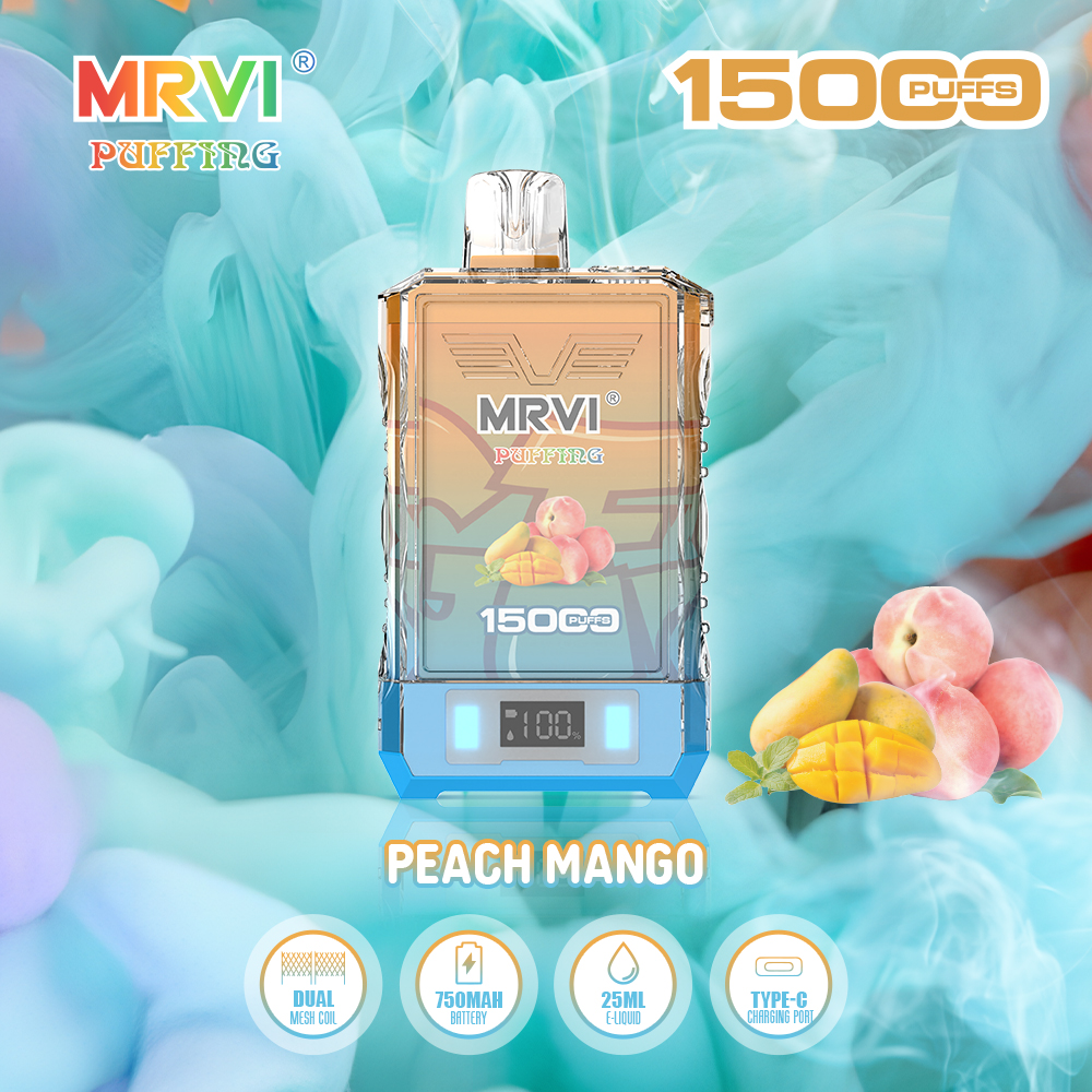 Склад ЕС Mrvi Bar Puffing vapes 15k Одноразовый вейпер 15000 750 мАч Аккумулятор 25 мл Предварительно заполненная двойная сетчатая катушка Одноразовая электронная сигарета