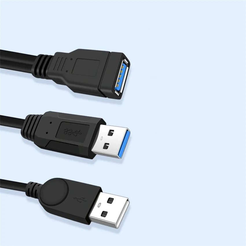 Câble d'extension USB 3.0 un à deux, tête double A mâle à femelle avec alimentation auxiliaire, disque dur, câble pour ordinateur portable