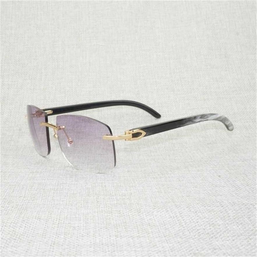Sonnenbrille 2023 20% Vintage Black White Buffalo Horn Übergroße Männer natürliche Holztöne Räderless Brillen zum Fahren im Freien Oculos 272W
