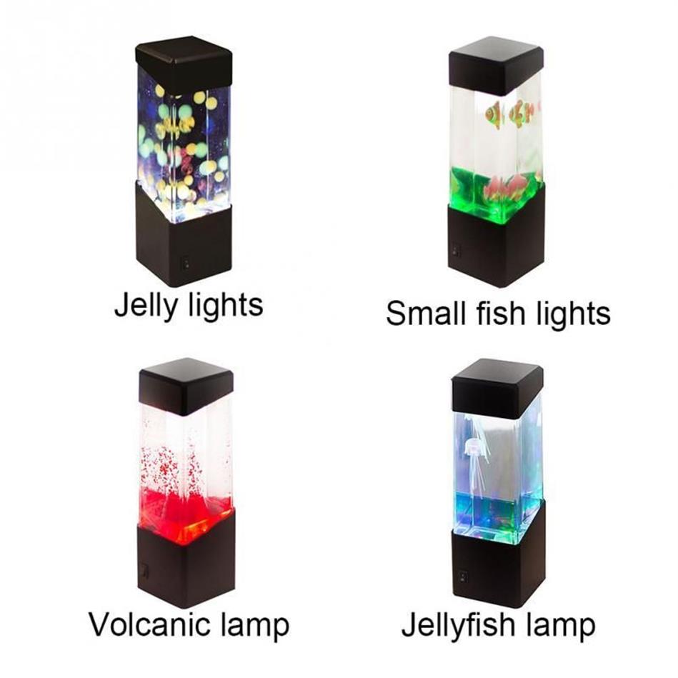 LED Jellyfish Tank Night Hell Color Wickel Tischlampe Aquarium Elektrische Stimmung Lava Lampe für Kinder Geschenk Home Room Decor290r