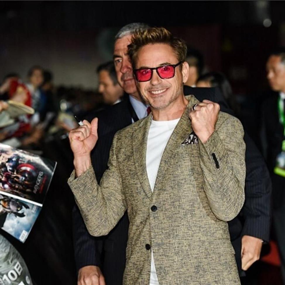 Zonnebril Robert Downey voor rode lensglazen Fashion Retro Men Brandontwerper Acetaatframe Eyewear237A