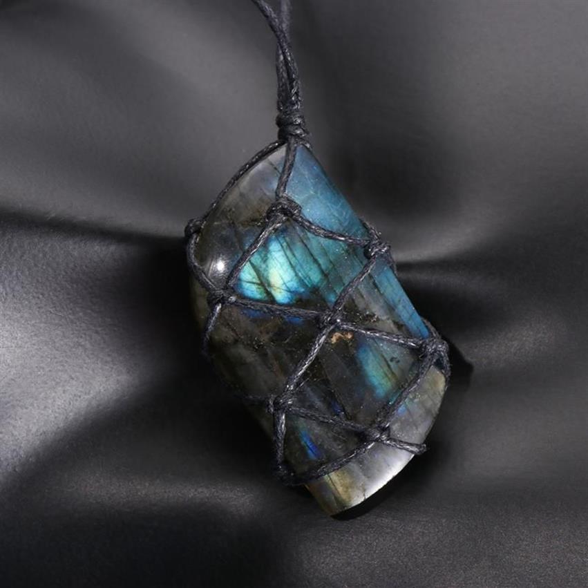 Collane a pendente draghi cuore labradorite collana in pietra naturale avvolgimento yoga macrame da uomo donna gioielleria310t310t