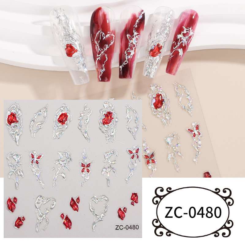 Christmas Nail Art Stickers Snowflake Christmas Tree Nail Decals 5D Embossed Nail Stickers Light String French Nail Tip Xmas Nail Design