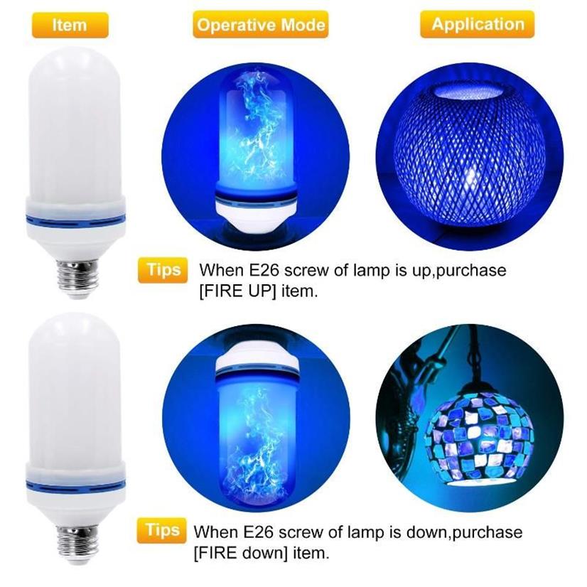 Flame Effect Light Bulb - E26 Standard Base Atmosphere Decoration Fire Flickering Simulation 2835 LED Beads -Flame Bulbs257a